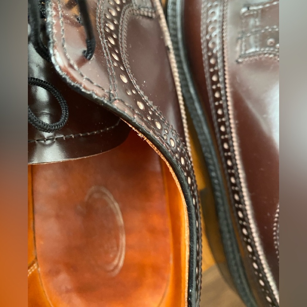 VINTAGE 1960s DEXTER Chancellors Burgundy Leather Wingtip Derby Shoes 9.5 E - Picture 11 of 15